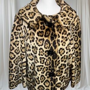Vintage Floris Cropped Leopard Print Faux Fur Coat Size Small / Medium